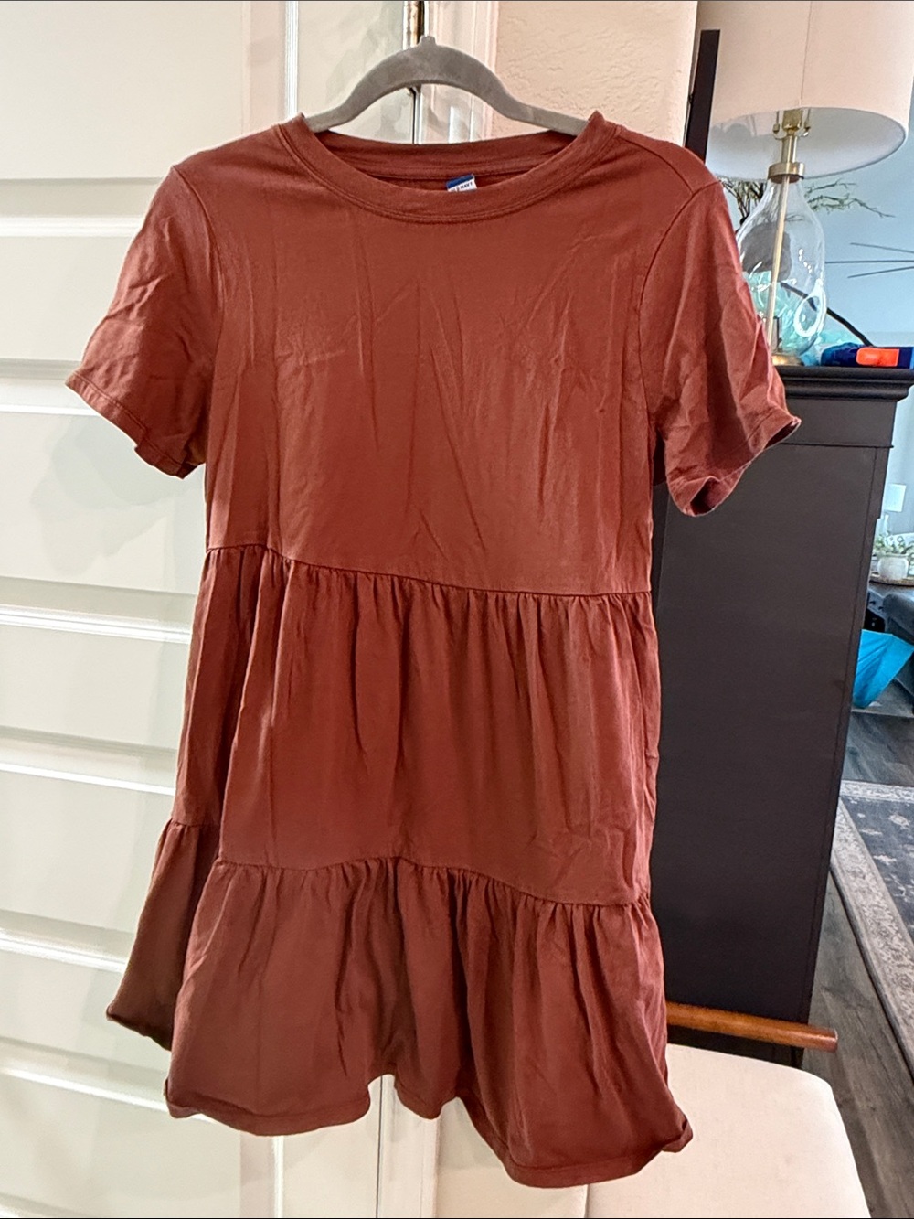 Women’s Old Navy Tiered Short Sleeve Dress - Rust Medium